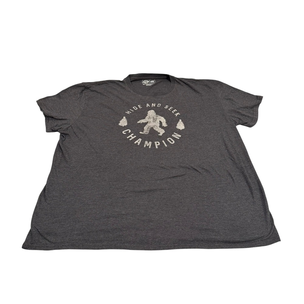 Crazy Dog Bigfoot Hide and Seek Champion Gray Graphic T-Shirt Mens 4X Sasquatch
